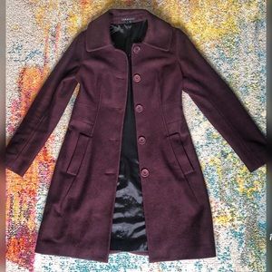 Theory Wool Burgundy Peacoat Size Small